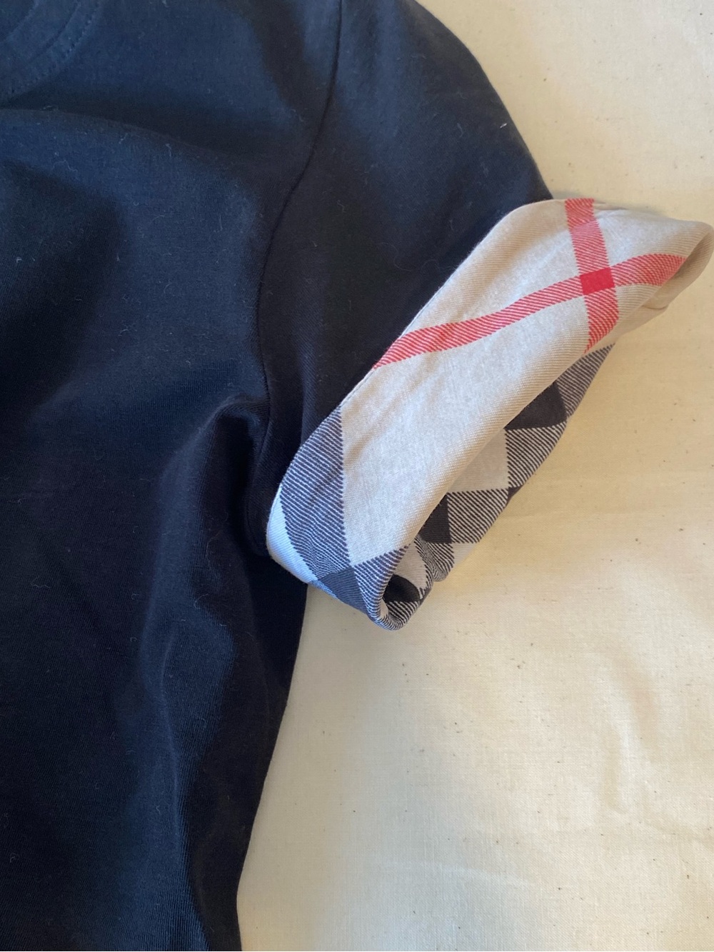 Burberry Black T-Shirt with Silver Care Tag Detail
